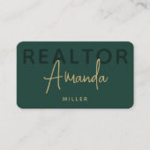 グリーンおよび金ゴールド不動産仲介業者ブローカ実在ー不動産業者 名刺 (正面)