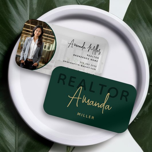 グリーンおよび金ゴールド不動産仲介業者ブローカ実在ー不動産業者 名刺