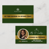 グリーンおよび金ゴールド税作成者会計名刺 名刺 (正面/裏面)