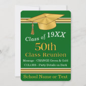 グリーンおよび金ゴールド50年間クラス懇親会招待状 招待状 (正面)