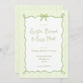 グリーンお洒落イースターブランチ卵狩り招待状 招待状 (正面/裏面)