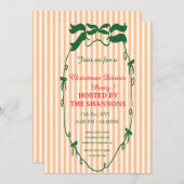 グリーンお洒落クリスマスディナーパーティの招待状 招待状 (正面/裏面)