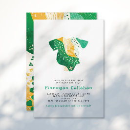 グリーンお洒落シャームロックラッキーワン誕生日 招待状