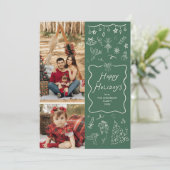 グリーンお洒落ハンドドローhappy holidays 2写真 シーズンカード (スタンド正面)
