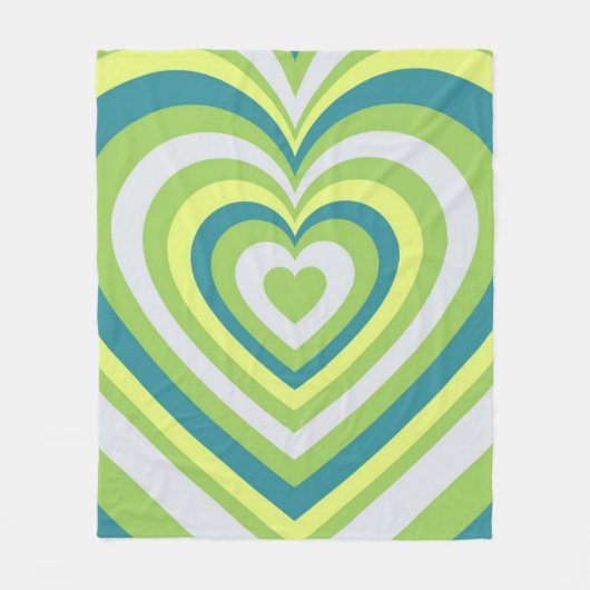 グリーンお洒落ハートバレンタインデーのギフトカップル フリースブランケット (正面)