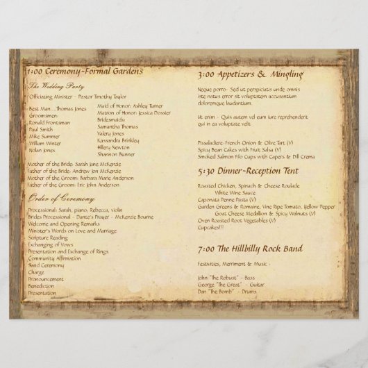 グリーンお洒落ハートリーフツリー結婚式 プログラム (裏面)