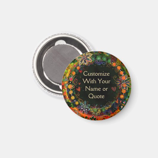 グリーンお洒落フローラカスタマイズおもしろい マグネット (正面/裏面)