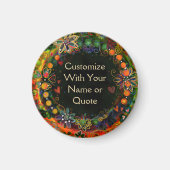 グリーンお洒落フローラカスタマイズおもしろい マグネット (正面)