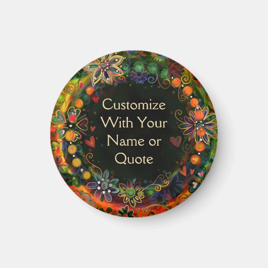 グリーンお洒落フローラカスタマイズおもしろい マグネット (正面)