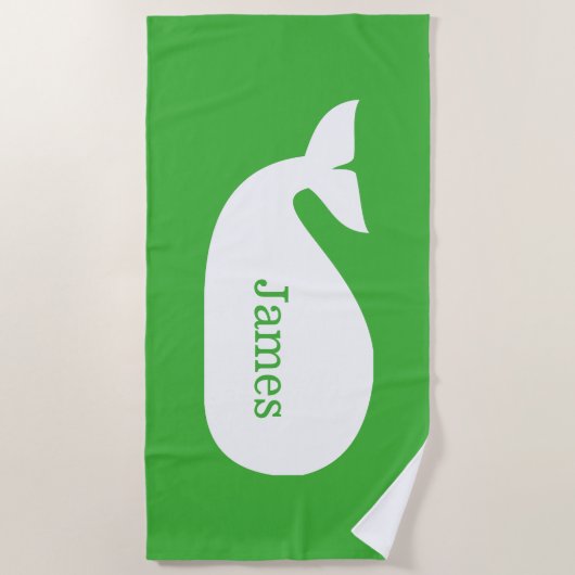 グリーンお洒落ホーパーソナライズされたルの子ども ビーチタオル (正面)
