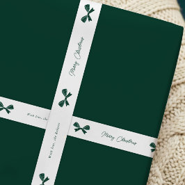 グリーンお洒落ボウズメリークリスマス名前をカスタムする サテンリボン