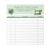 グリーンお洒落裁縫機械の販売受領書 ノートパッド (正面)