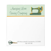 グリーンお洒落裁縫機 ノートパッド (正面)