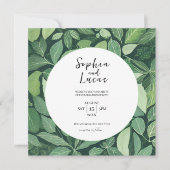 グリーンお洒落離れ結婚式招待状 招待状 (正面)