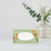 グリーンお洒落魅力的オレンジガーデンお祝い プレイスカード (スタンド正面)