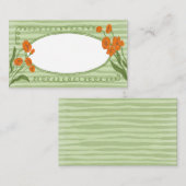 グリーンお洒落魅力的オレンジガーデンお祝い プレイスカード (正面/裏面)