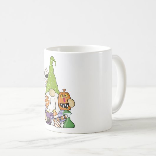 グリーンかわいいハロウィーン格言マンガイラストレーション コーヒーマグカップ (正面右)