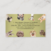 グリーンかわいい小さなサイズの犬ペットシッター 名刺 (裏面)