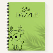 グリーンかわいい鹿のノートブック – Doedazzleブランドロゴ | ノートブック (正面)