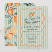 グリーンかわいこちゃんメインスクイズシトラスブライダルシャワー 招待状 (正面/裏面)