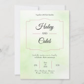 グリーンかわいらしとピンクの結婚式招待状 招待状 (正面)