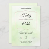 グリーンかわいらしとピンクの結婚式招待状 招待状 (正面/裏面)