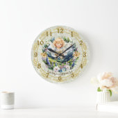 グリーンかわいらしエンジェル感動的ケルブ ラージ壁時計 (ホーム)