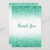 グリーンかわいらしグリッターシンプルサンキューカード サンキューカード (正面/裏面)
