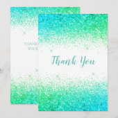 グリーンかわいらしグリッターシンプルサンキューカード サンキューカード (正面/裏面)