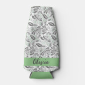 グリーンかわいらしグレイ夏期ろうけつ染め ボトルクーラー (正面)