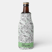 グリーンかわいらしグレイ夏期ろうけつ染め ボトルクーラー (ボトル正面)