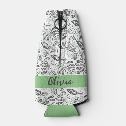 グリーンかわいらしグレイ夏期ろうけつ染め ボトルクーラー (裏面)