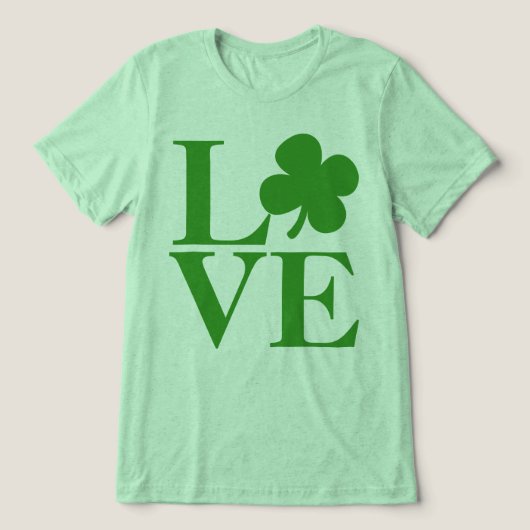 グリーンかわいらしシャムロックラブSt patricks day トライブレンドTシャツ (デザイン正面)