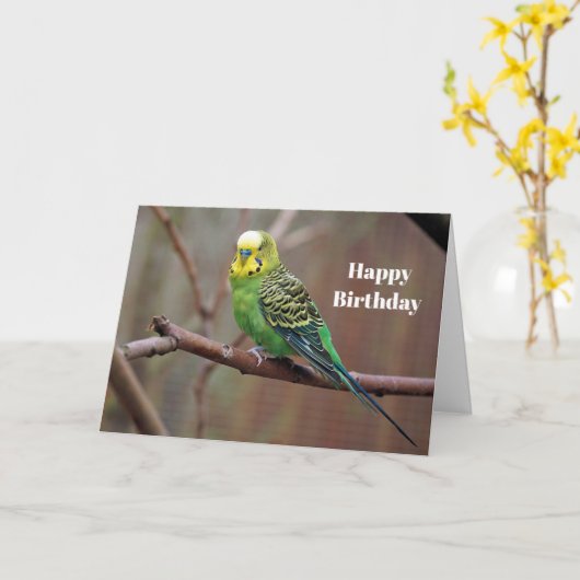 グリーンかわいらしパレーケットフォト誕生日 カード (黄色い花)