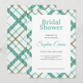 グリーンかわいらしプレ縁どド白ブライダルシャワー 招待状 (正面/裏面)