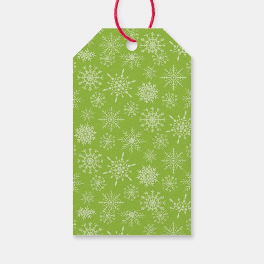 グリーンかわいらしホワイトスノーフレークスクリスマスホリデー ギフトタグ (裏面)