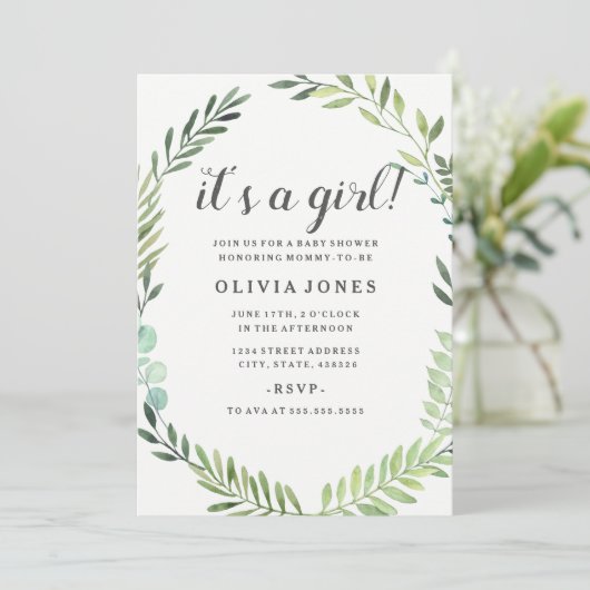 グリーンかわいらしボホリースベビーシャワー招待状 招待状 (スタンド正面)