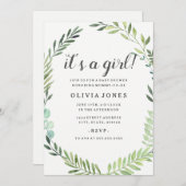 グリーンかわいらしボホリースベビーシャワー招待状 招待状 (正面/裏面)