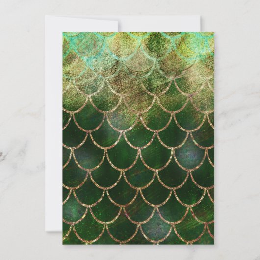 グリーンかわいらし金ゴールドマーメイド写真甘い16パーティー 招待状 (裏面)