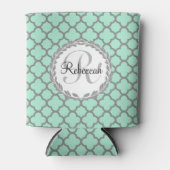 グリーンかわいらし&グレークローバーモノグラムローレル 缶クーラー (正面)