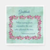 グリーンかわいらし&ピンクローズ感謝 スタンダードランチョンナプキン (正面)