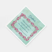 グリーンかわいらし&ピンクローズ感謝 スタンダードランチョンナプキン (角)