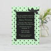 グリーンかわいらし&ブラック水玉模様ブライダルシャワー 招待状 (スタンド正面)
