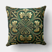グリーンかわいらし&金ゴールドアイルランドケルト結び目模様 クッション (裏面)