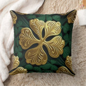 グリーンかわいらし&金ゴールドアイルランドケルト結び目模様 クッション (ブランケット)