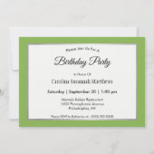 グリーンかわいらしParaketフォト誕生日 招待状 (裏面)