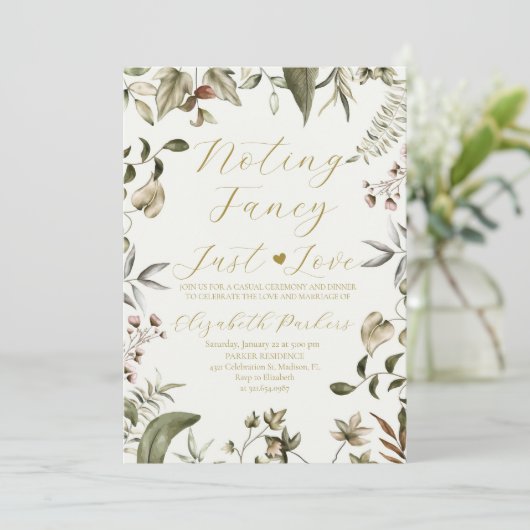 グリーンがあるだけ、特別なものは何もなし。ただ愛を祝う二人だけの結婚式 招待状 (スタンド正面)