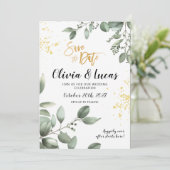 グリーンがおしゃれな結婚式の案内カード 招待状 (スタンド正面)