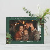 グリーンがかったフラットなホリデーカード（写真付き） シーズンカード (スタンド正面)