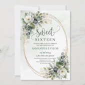 グリーンがかったボタニカルなSweet Sixteenボホスタイルの招待状 招待状 (正面)